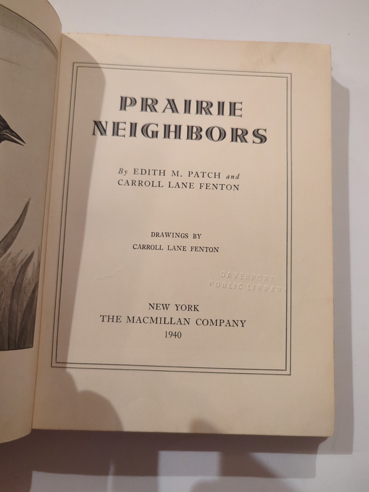 Prairie Neighbors Edith M. Patch HC 1940 Vtg First Ed Macmillan Company