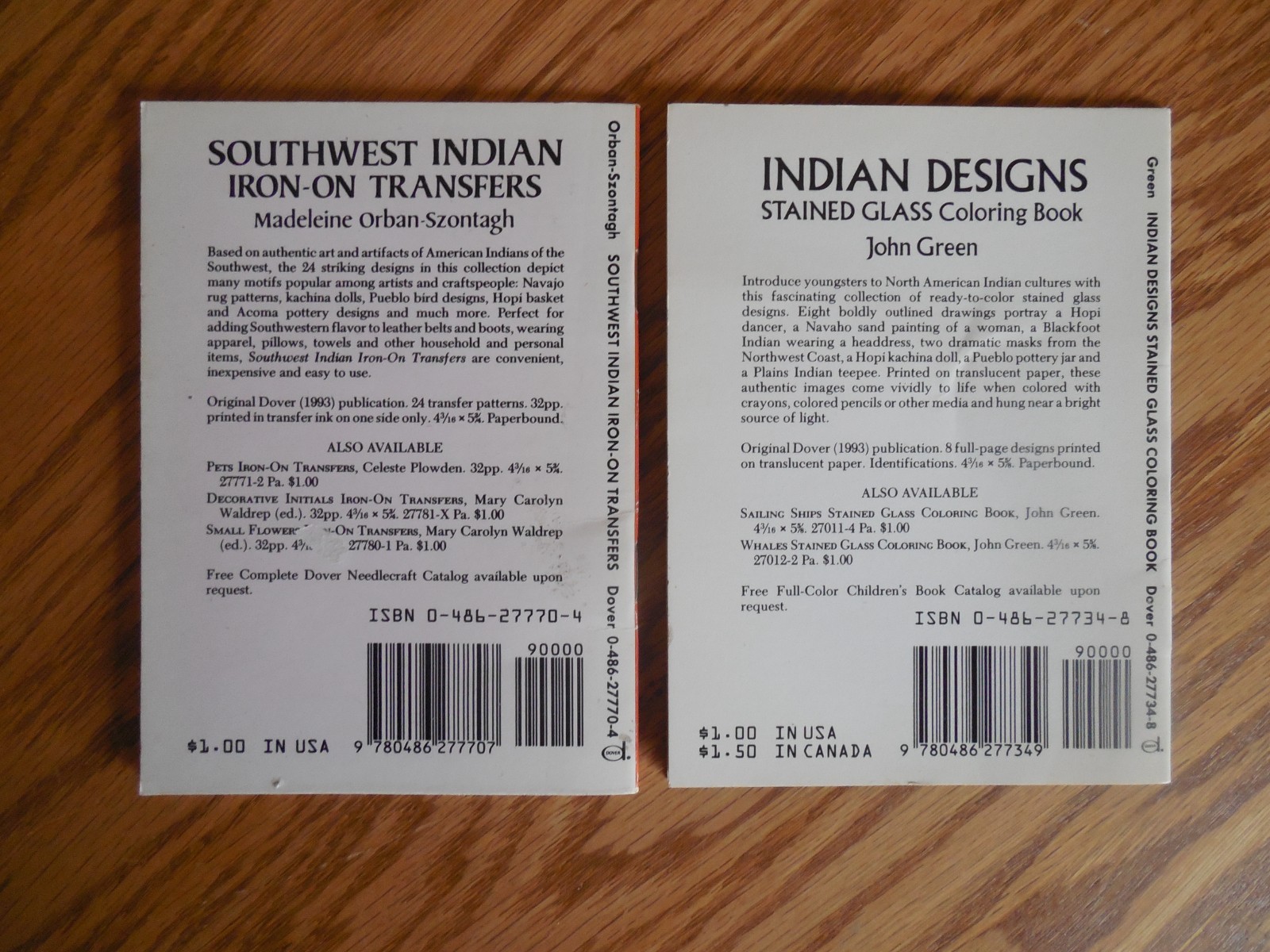 NEW Lot of 2 Dover Little Activity Books: Southwest Indian Iron-On Transfers ++