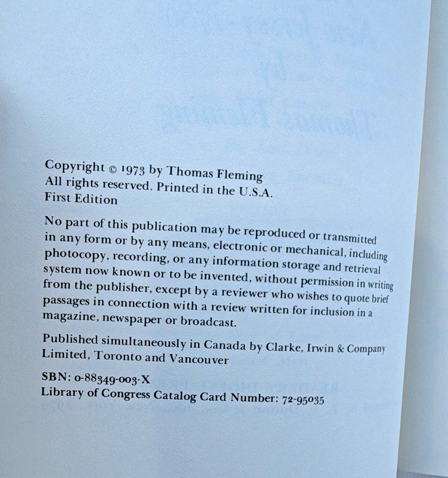 The Forgotten Victory – Thomas Fleming (1973 1st) HC Signed