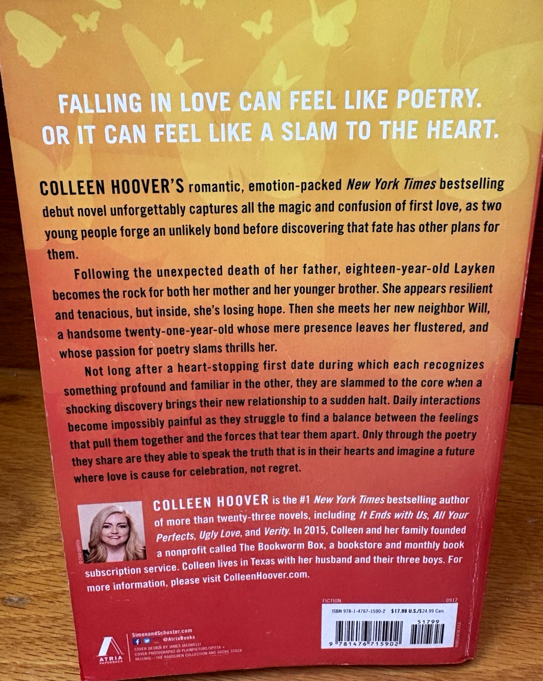 „SLAMMED“~A NOVEL BY COLLEEN HOOVER~ PAPERBACK~ROMANTIC+EMOTIONAL~HEART-STOPPING