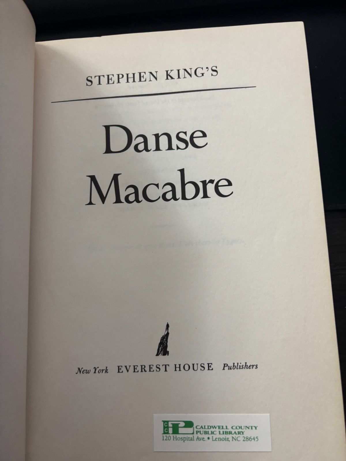 Stephen King’s Danse Macabre Hardcover Book Club Edition 1981