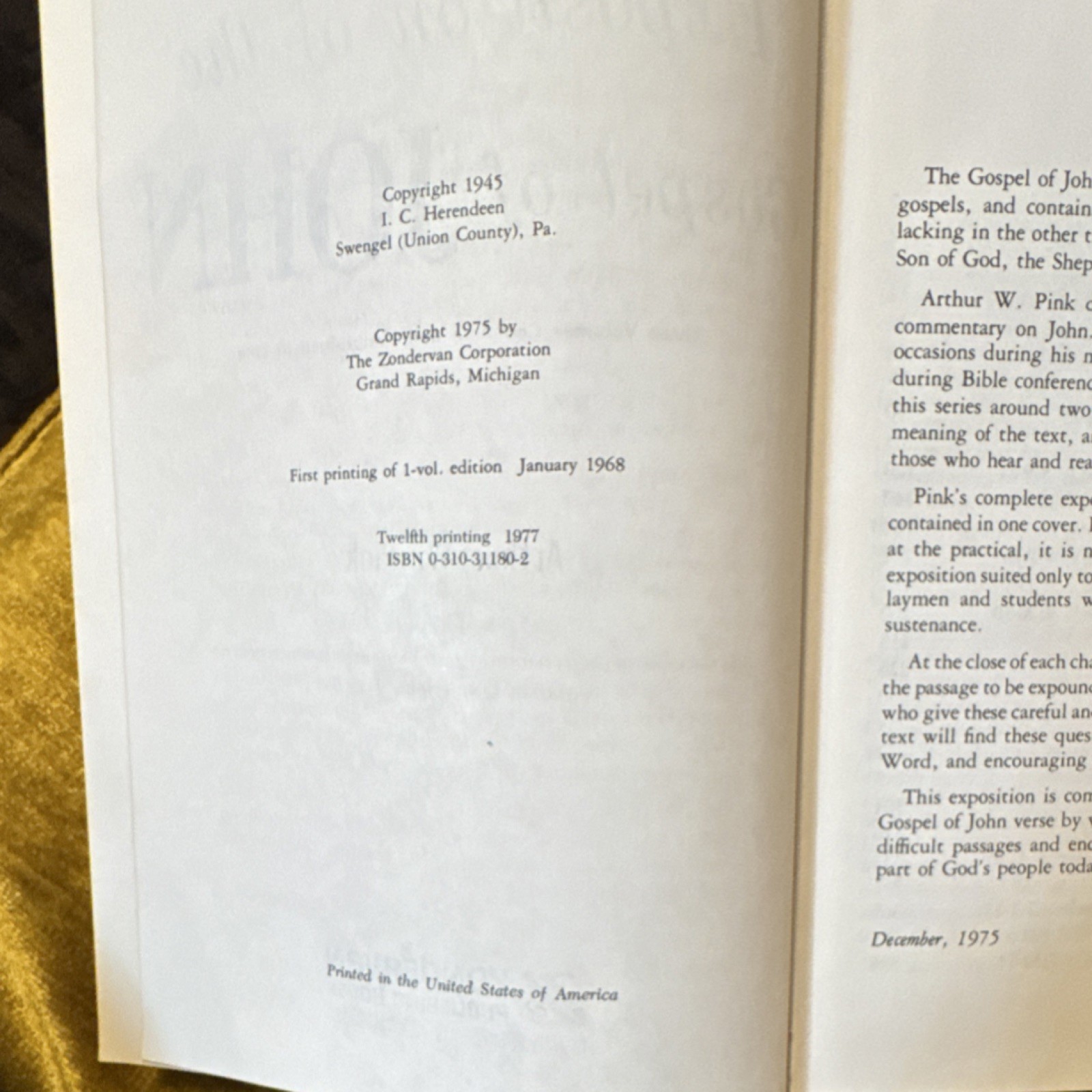Arthur W. Pink Exposition of the Gospel of John HC 1975 Zondervan Unabridged