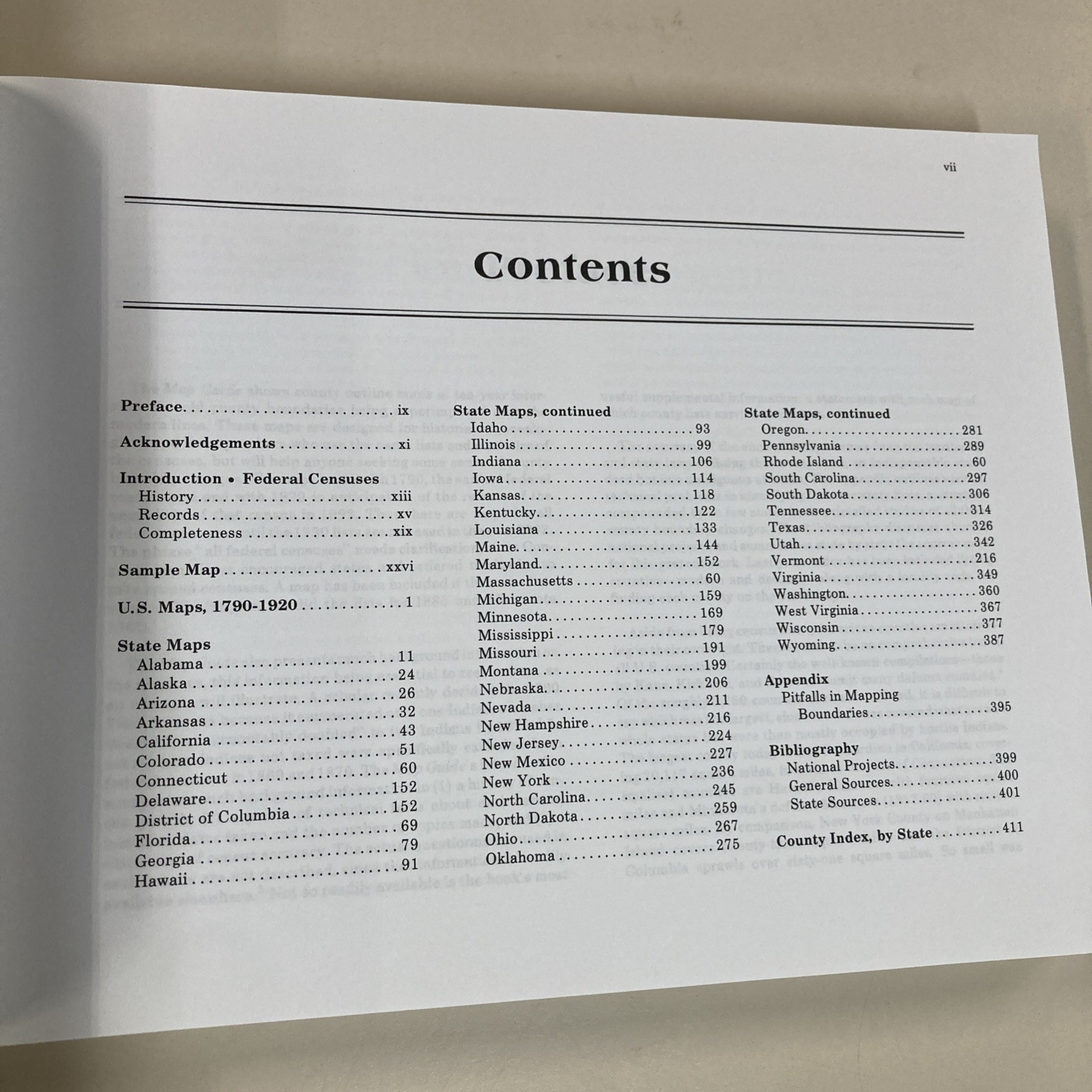 Map Guide to the US Federal Censuses 1790-1920 SC Thorndale & Dollarhide Good