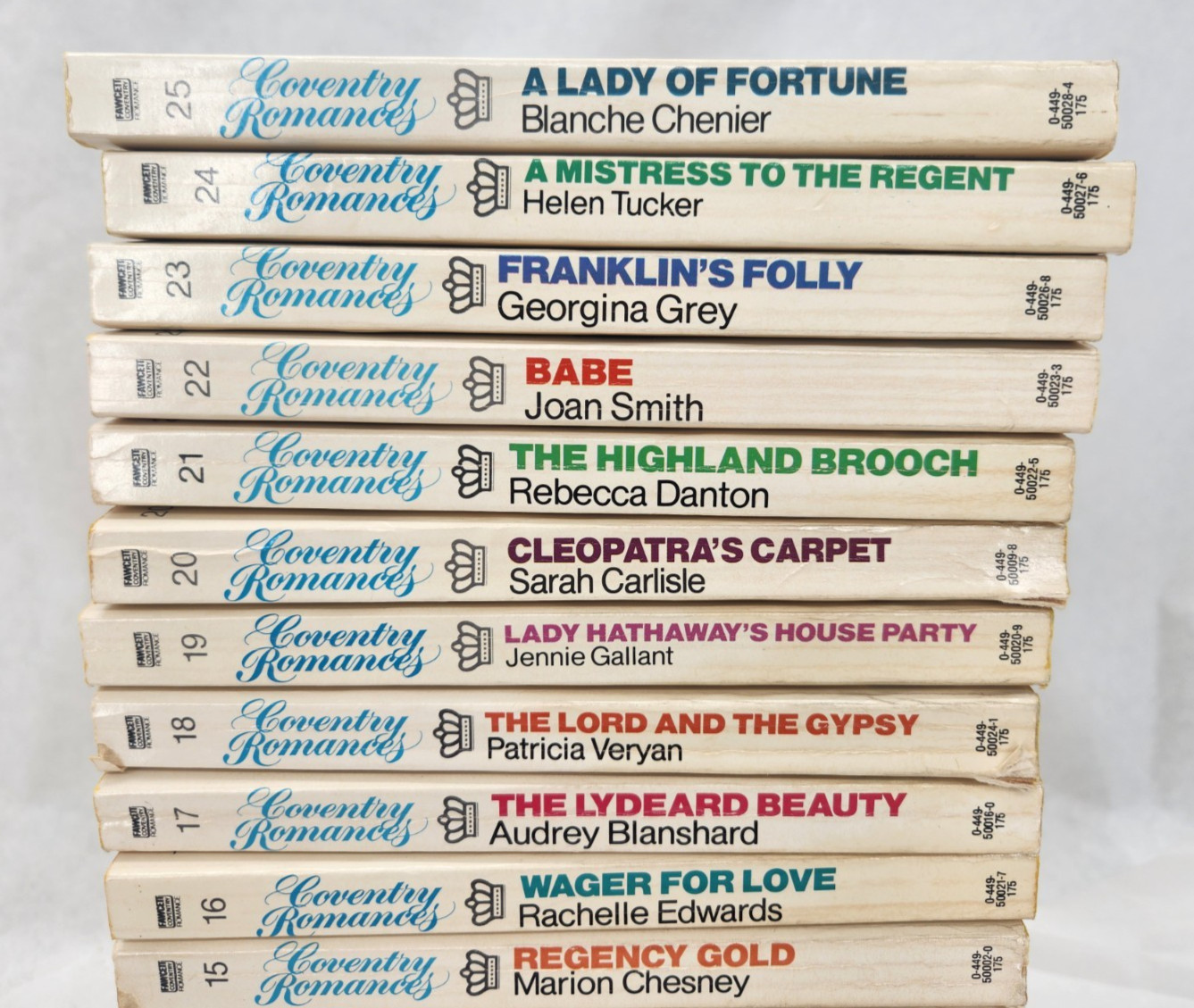 Vintage Fawcett Coventry Romances paperback book lot of 23 #1-9 & 12-25