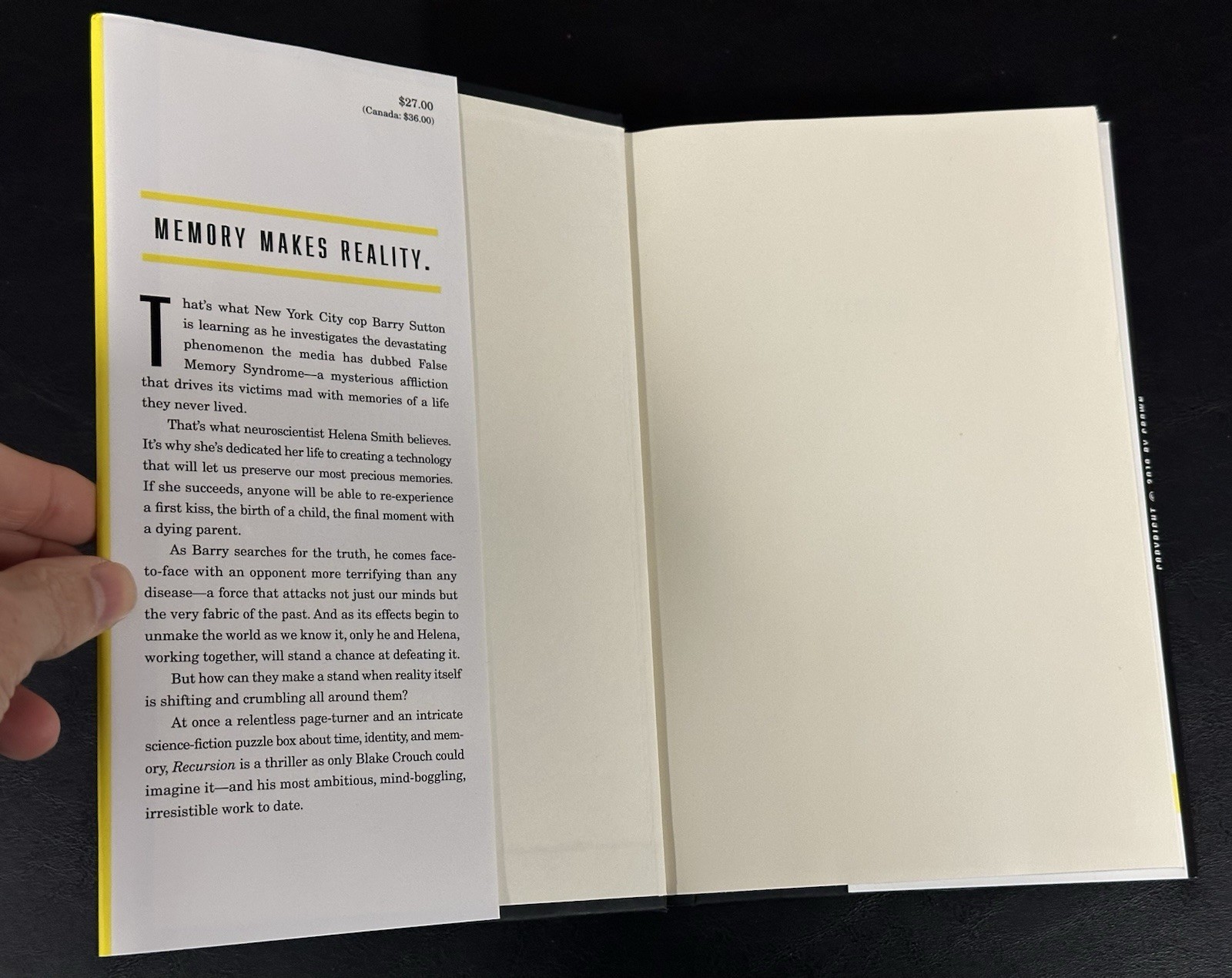 Recursion ~ Blake Crouch First Edition / 1st Print (2019 Hardcover) Very Good