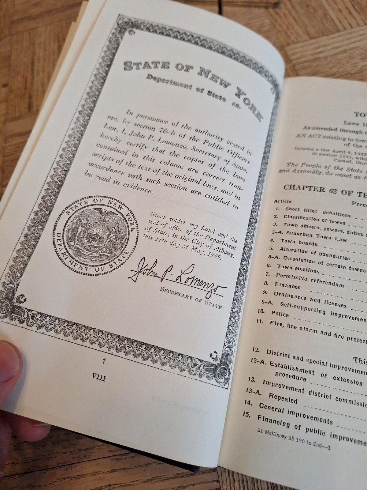 McKINNEY’S CONSOLIDATED LAWS OF NEW YORK ANNOTATED BOOK 61 TOWN LAW HARD COVER