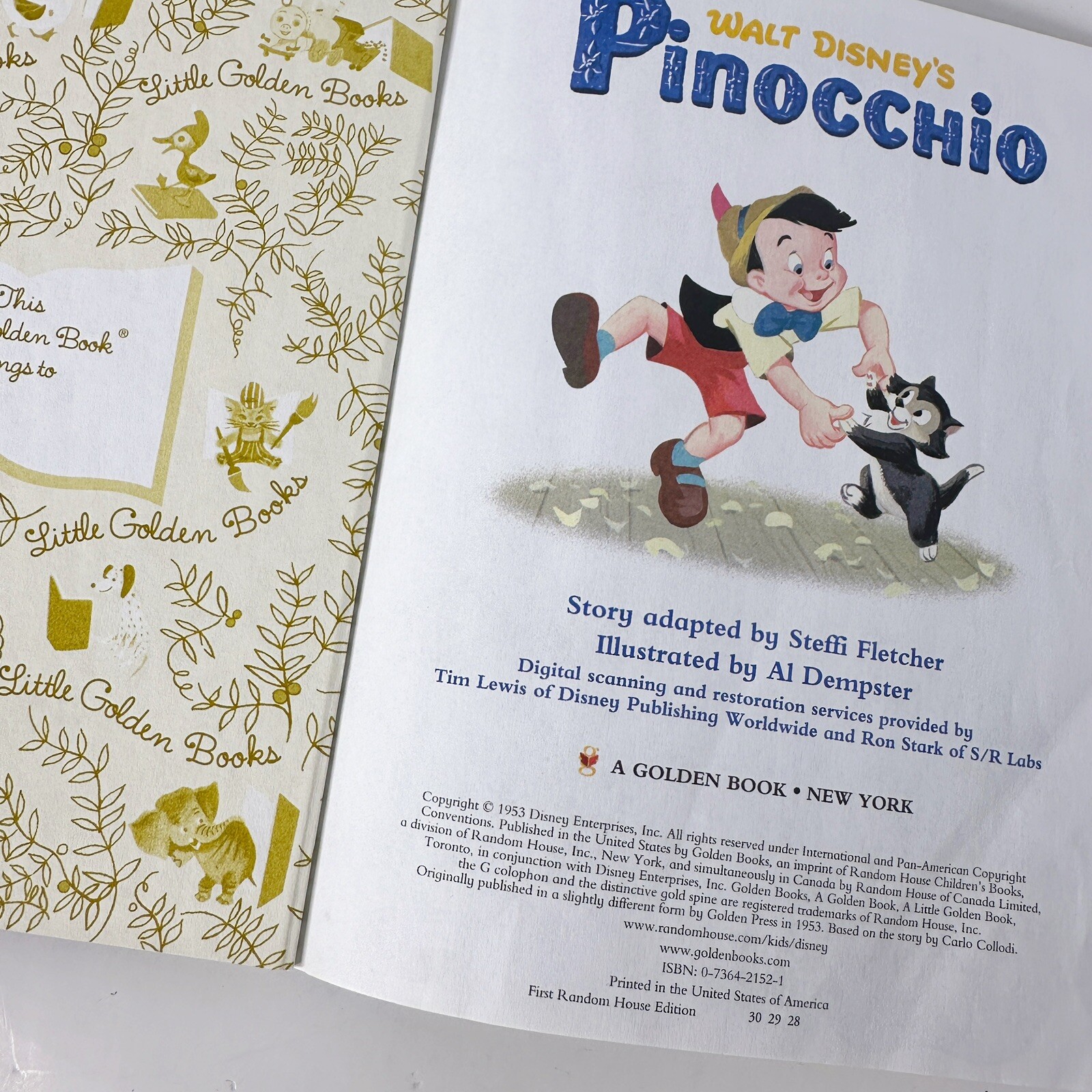 Vintage 1953 Walt Disney’s Pinocchio A Little Golden Book