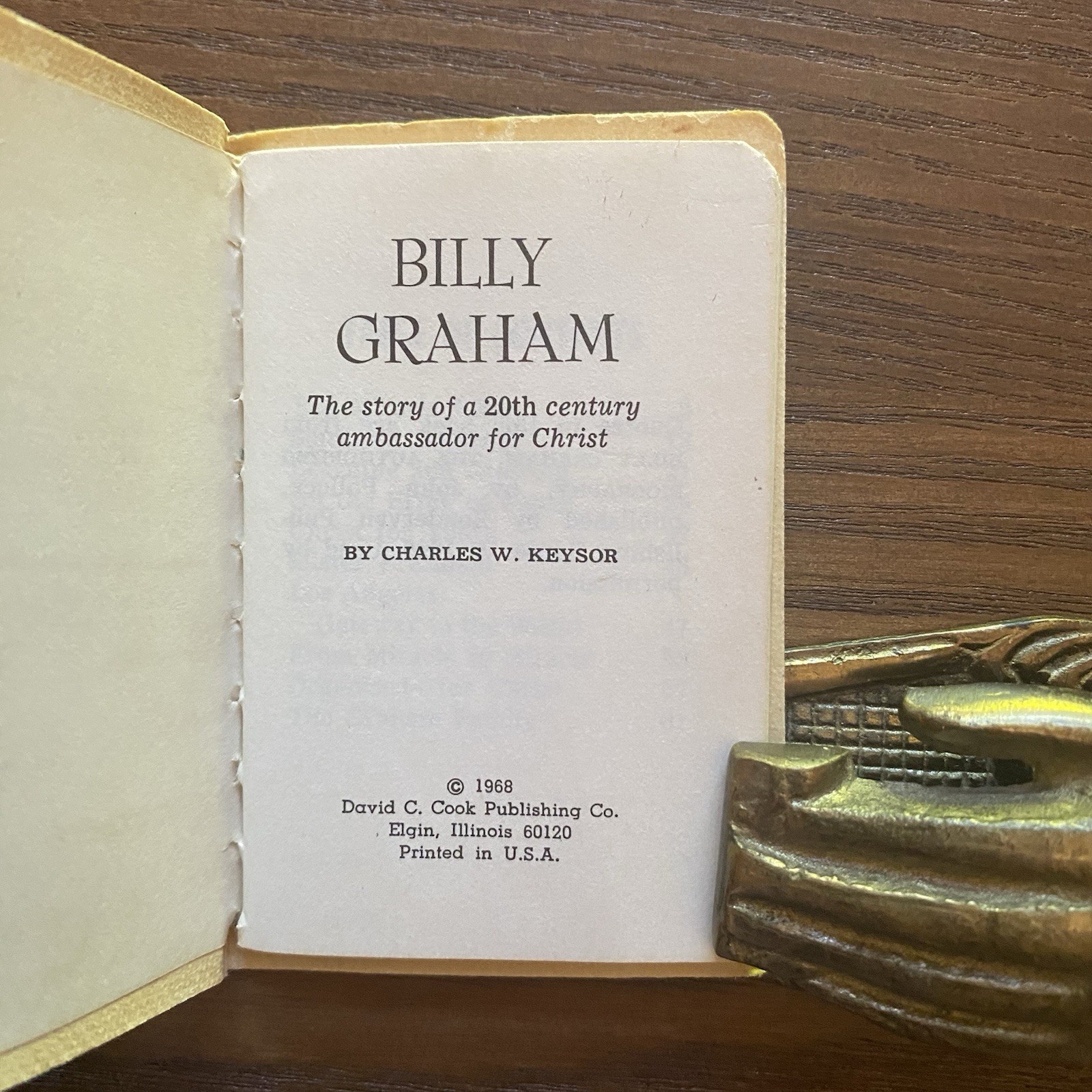 Billy Graham Miniature Book 1968 Charles Keysor 3 x 2 Softcover Christian