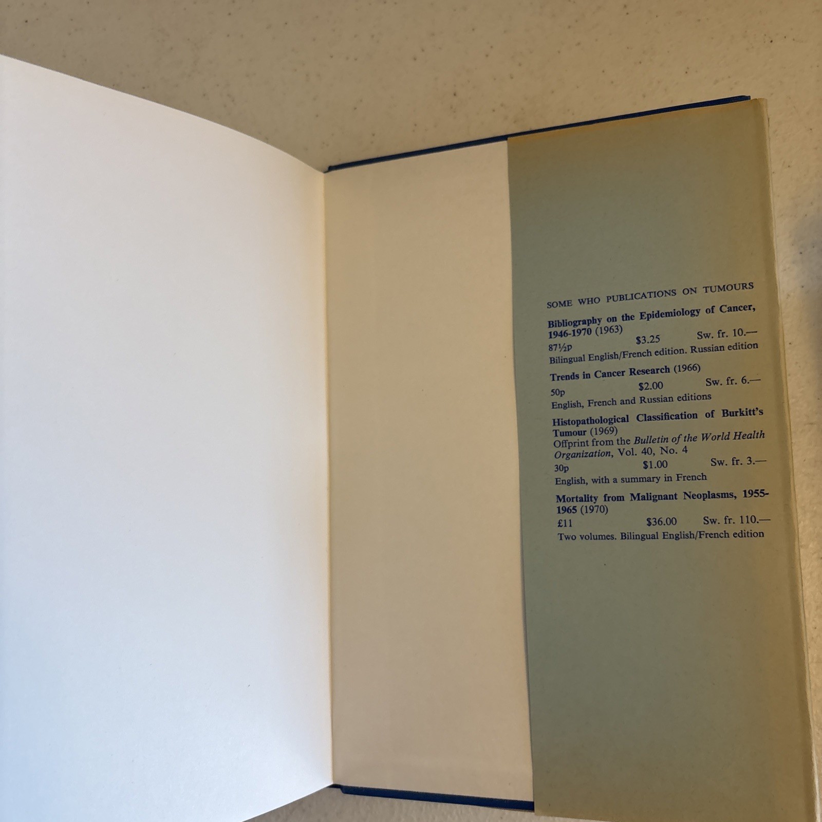 Histological Typing of Bone Tumours (1972) – WHO – Hardcover Medical Pathology
