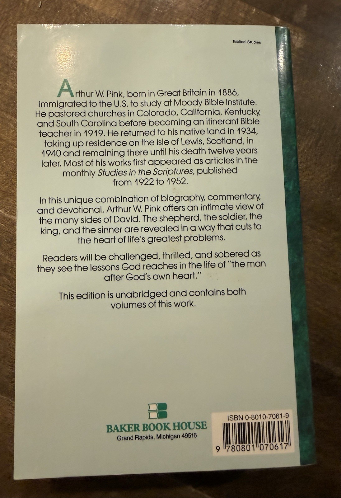 VERY GOOD The Life of David by Arthur W. Pink