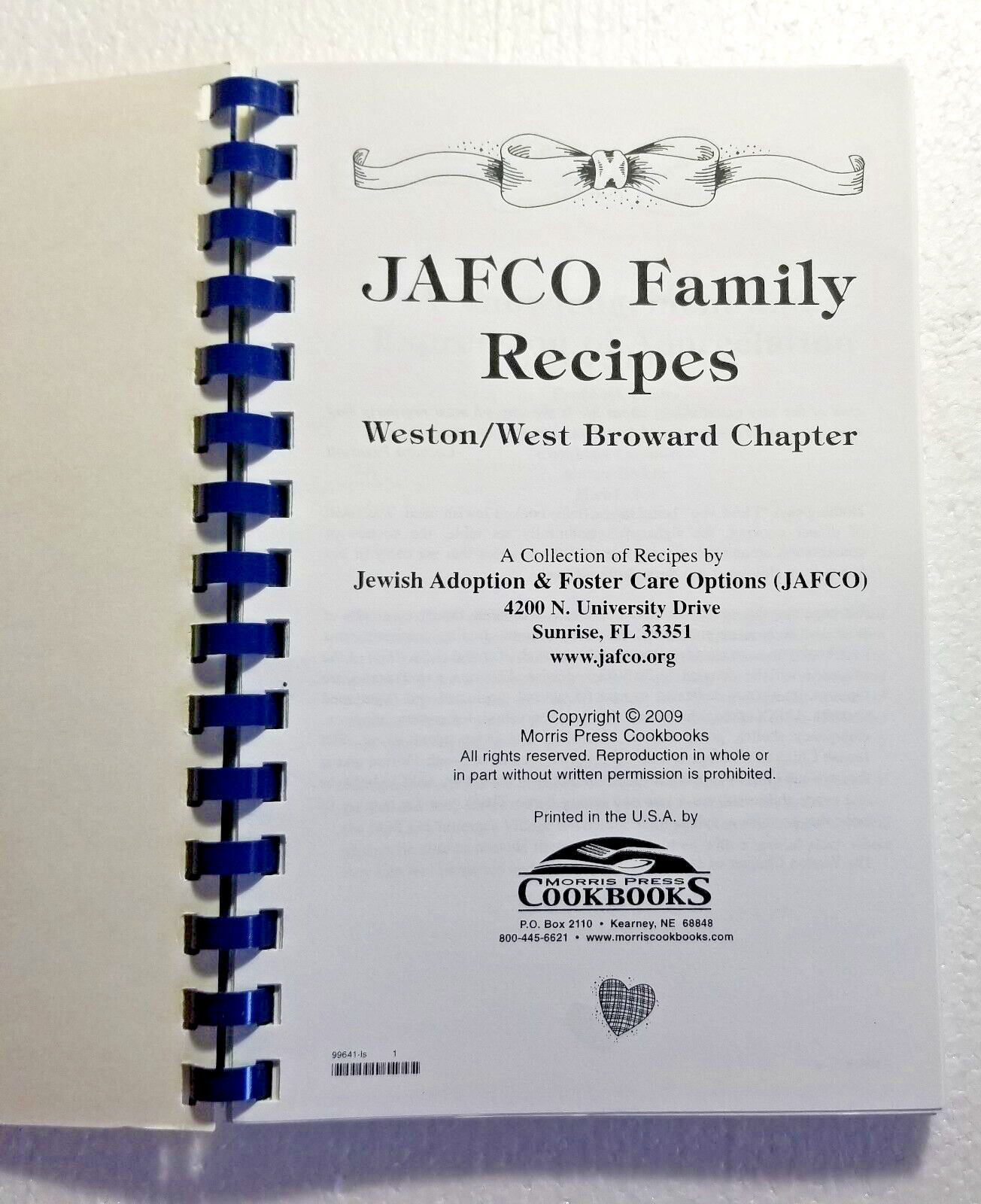 Family Recipes Cookbook Jewish Adoption & Foster Care 2009 Florida 112 Pages +