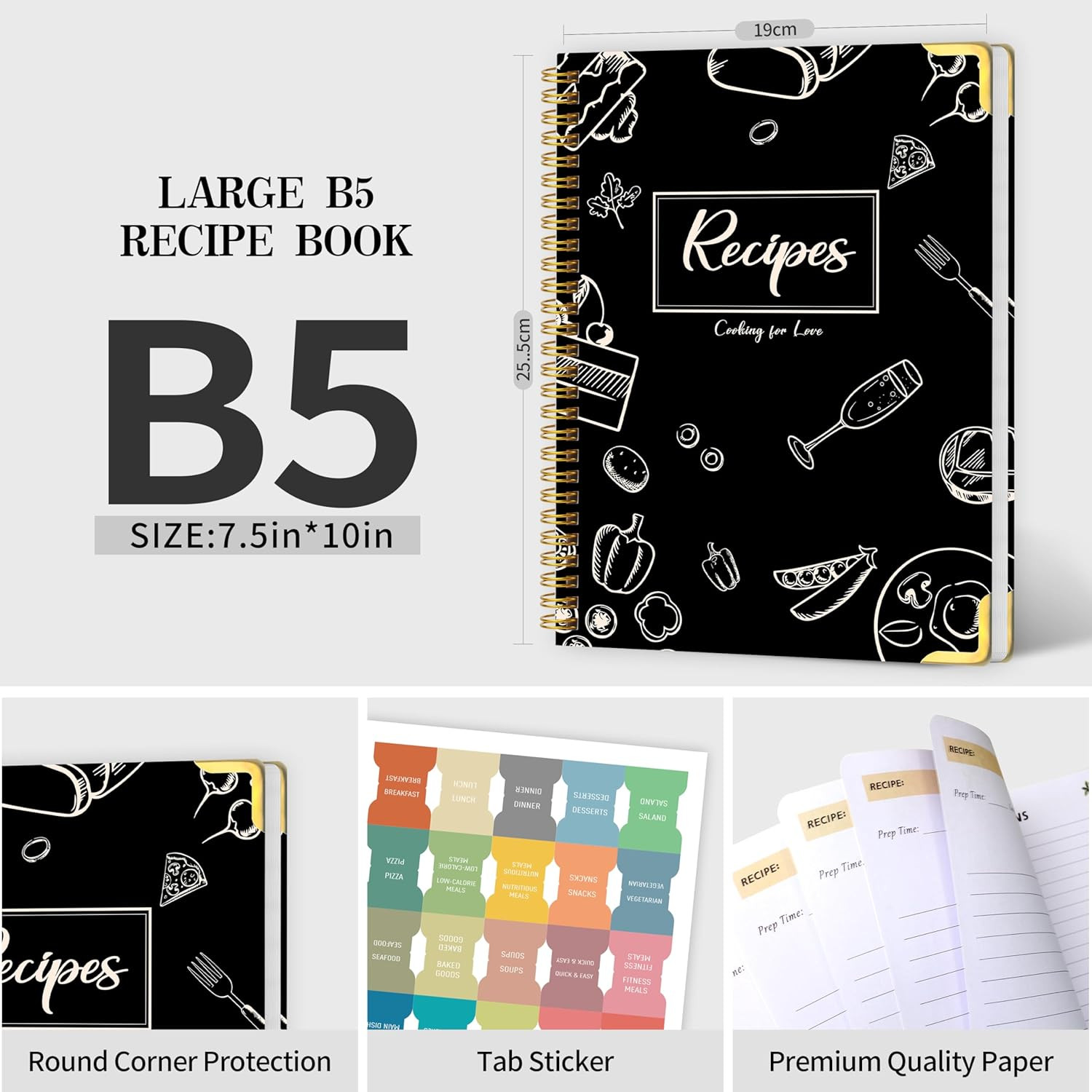 Recipe Book to Write in Your Own Recipes – Blank Recipe Book Cookbook, Hardcover