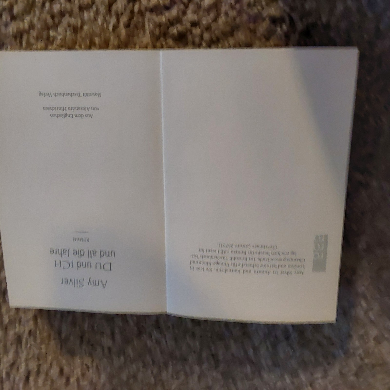 367 PAGE GERMAN LANGUAGE BOOK „DU UND ICH UND ALL DIE JAHRE“ AMY SILVER