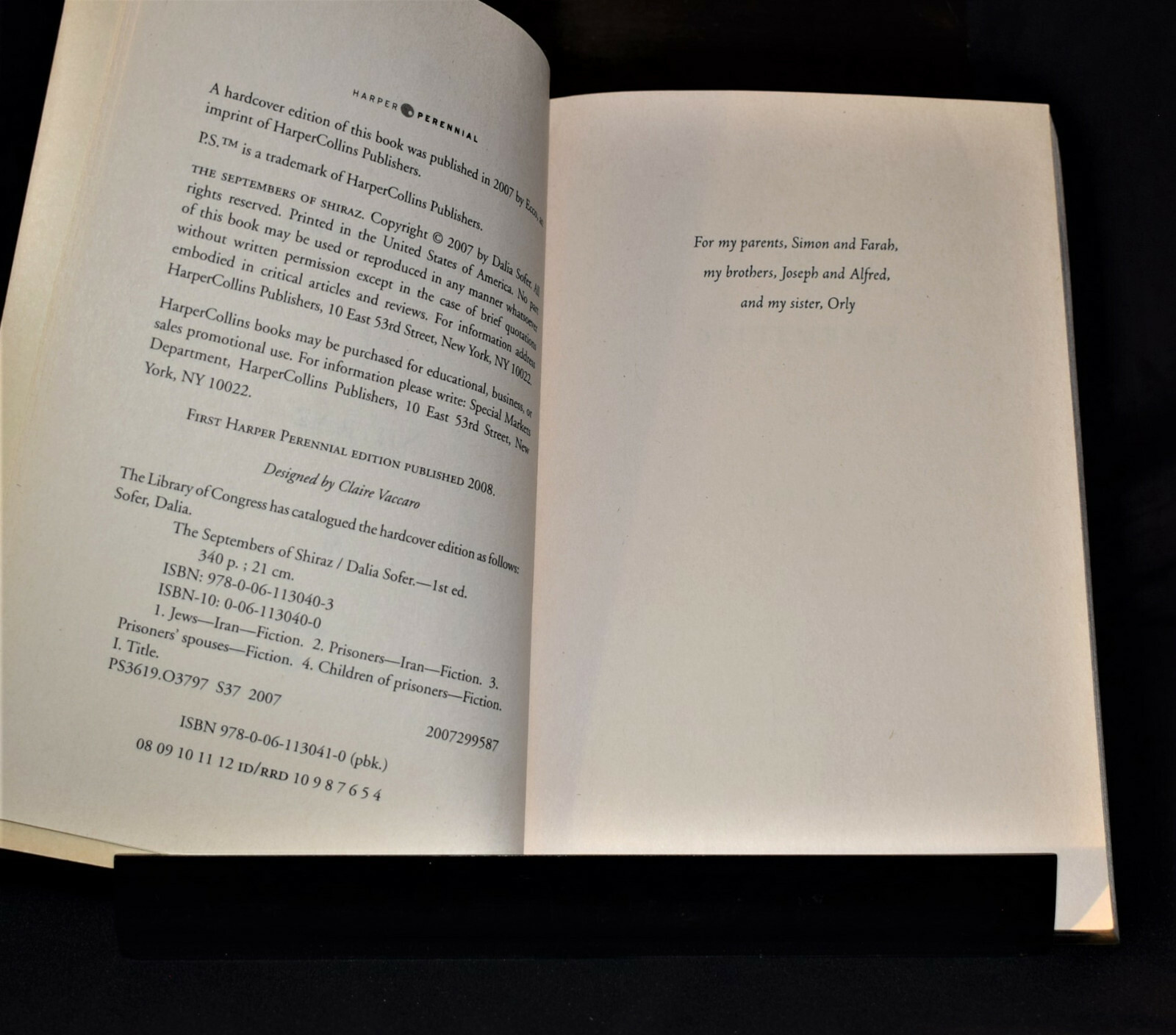 The Septembers of Shiraz; A Novel by Dalia Sofer Paperback – 350 pages