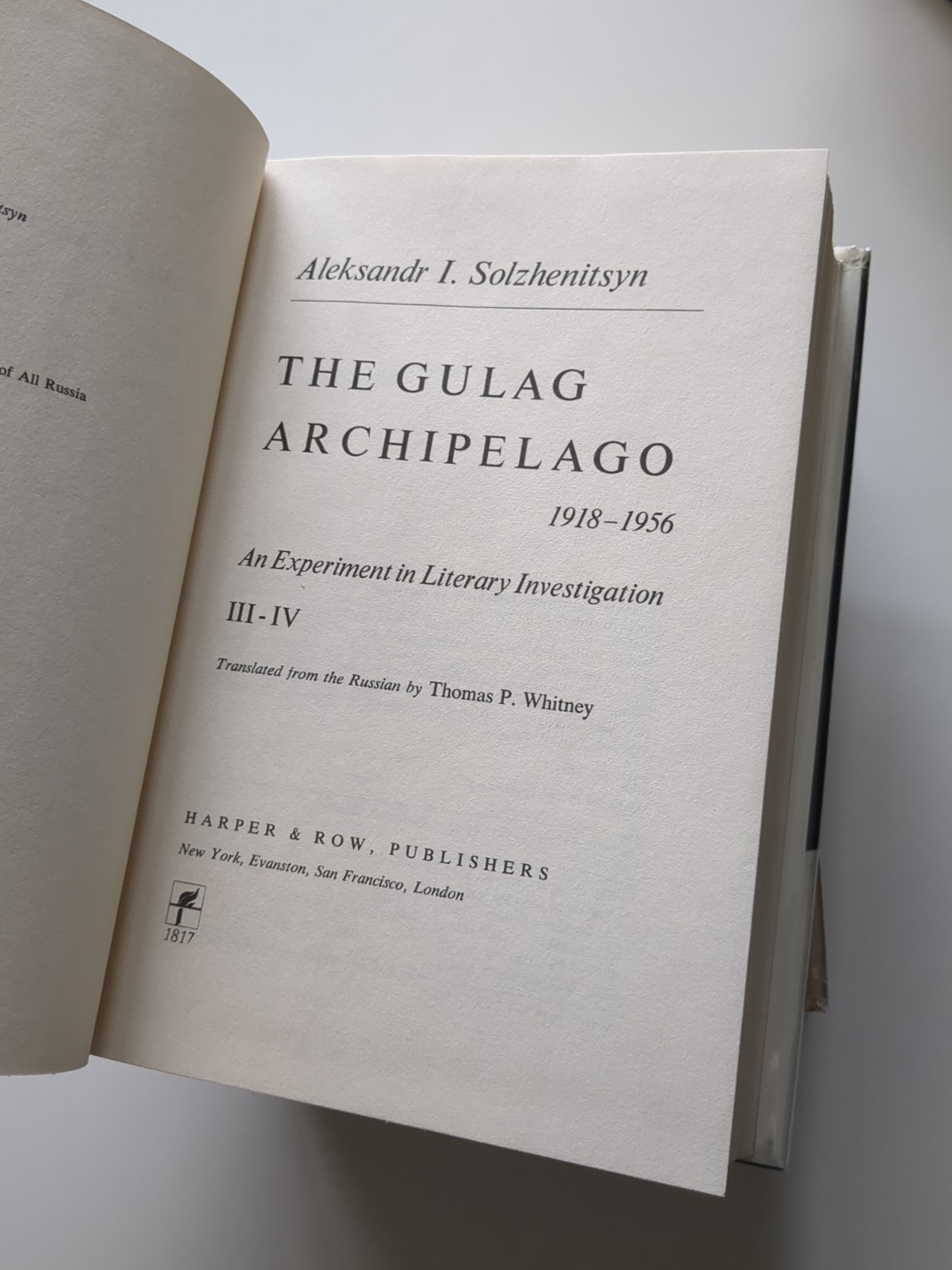 The Gulag Archipelago Set Vol 1 & 2 by Aleksandr I. Solzhenitsyn 1st Edition Lot