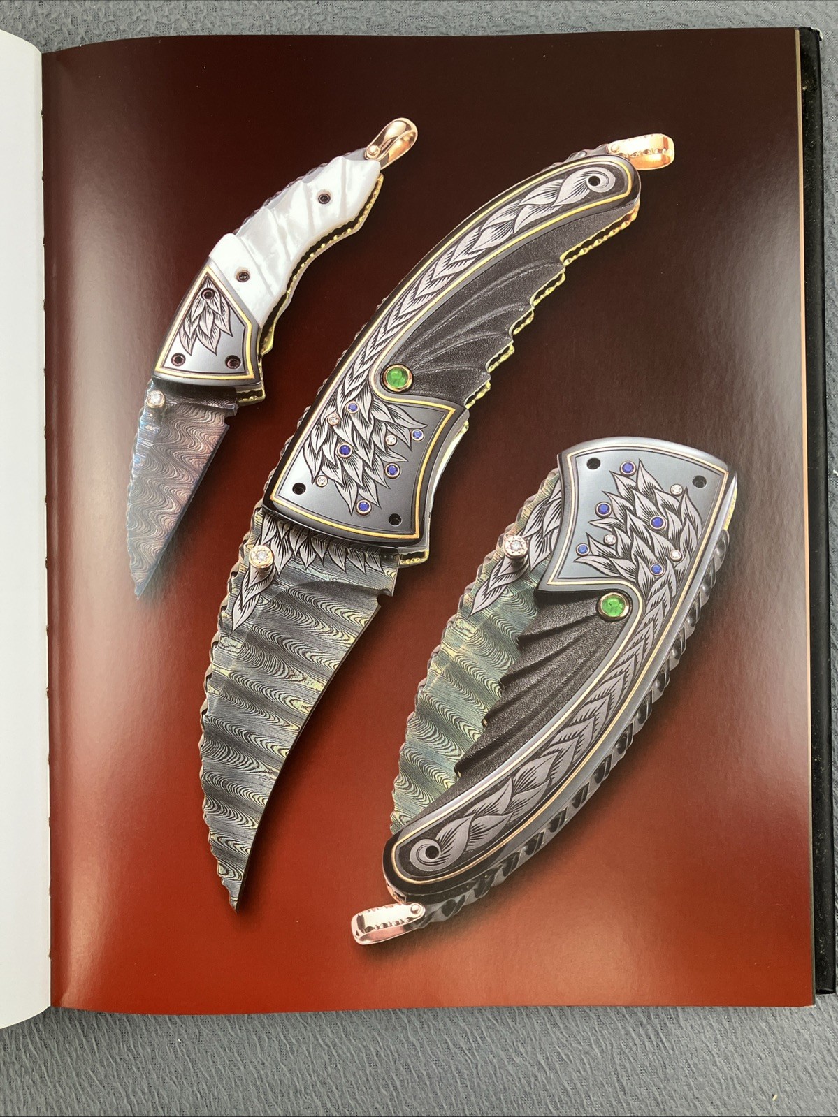 Art and Design in Modern Custom Folding Knives by Darom Damascus Blades Amazing!