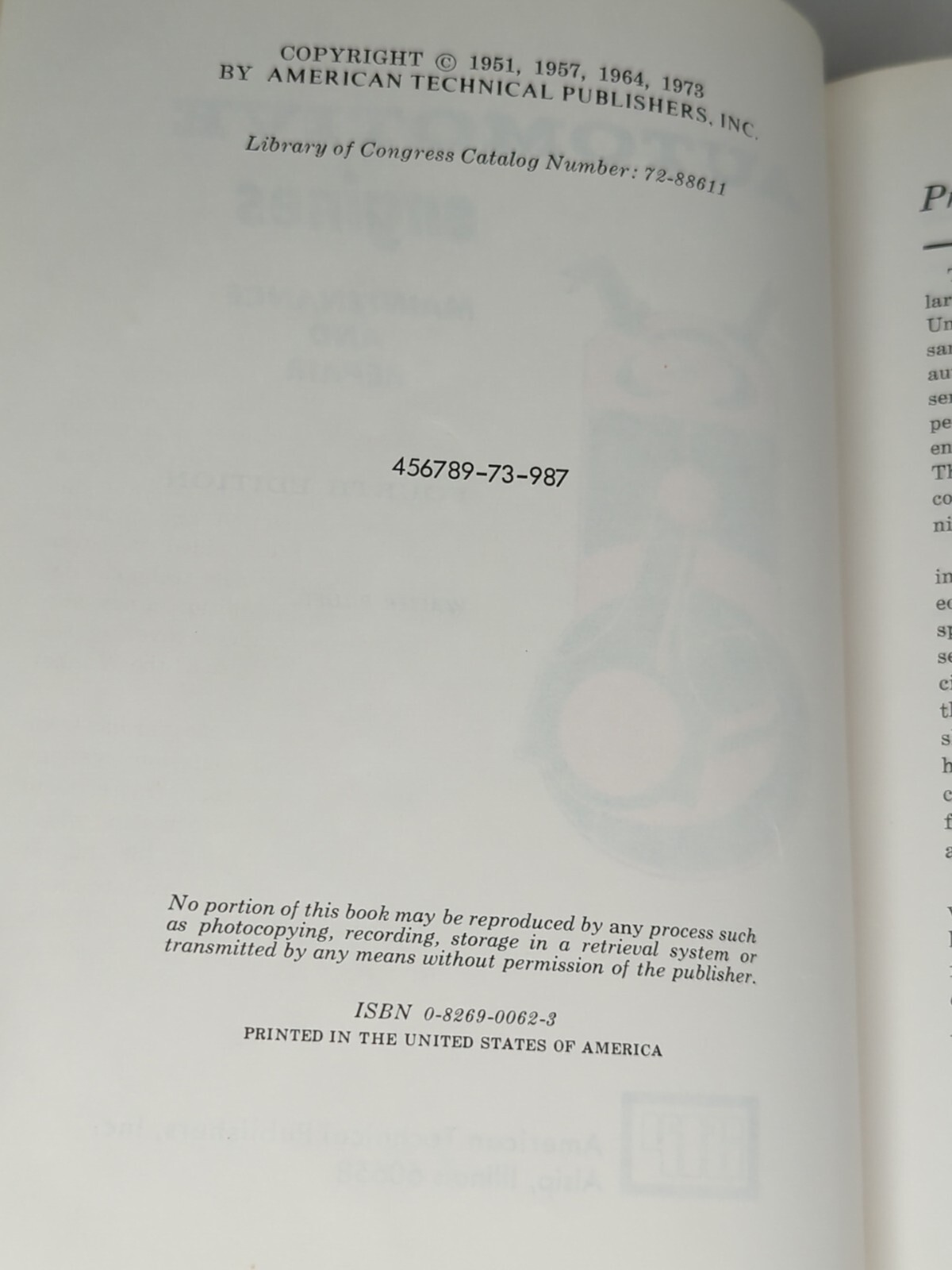 Automotive Engines Maintenance And Repair Book 1973