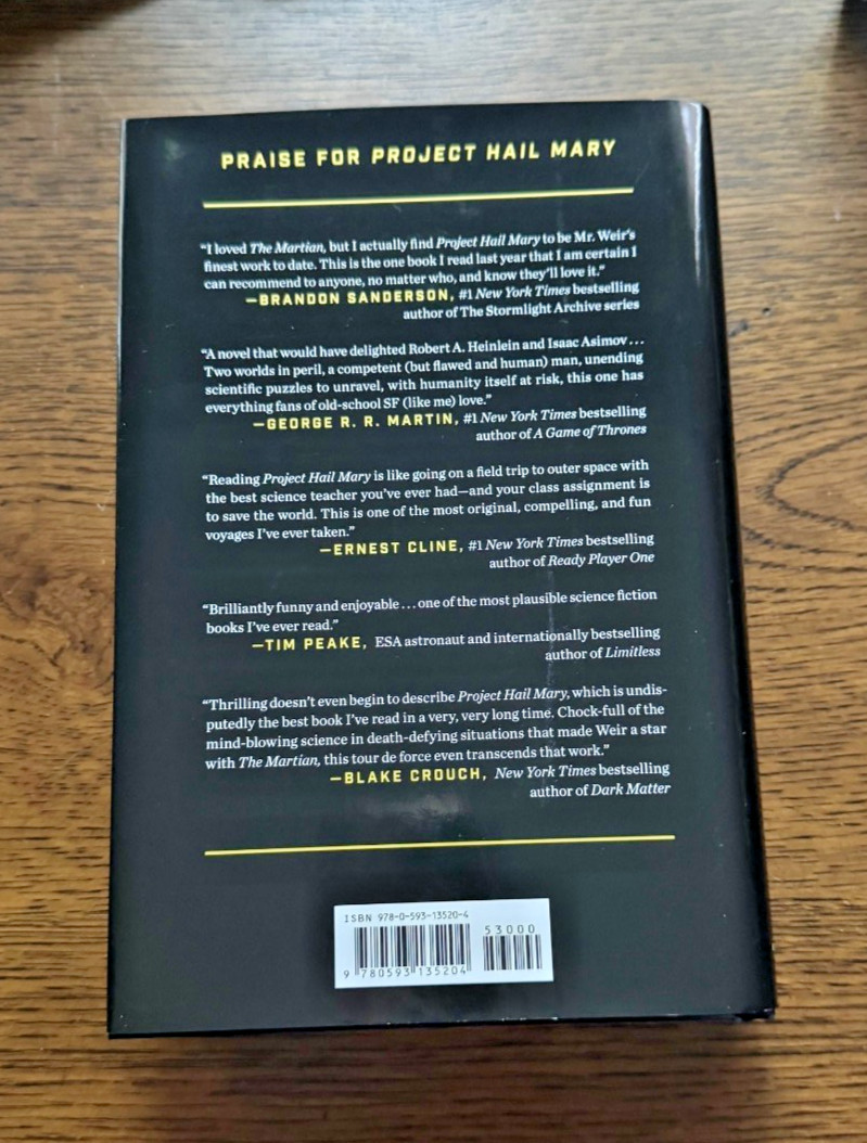 Project Hail Mary by Andy Weir First Edition, 1st, Hardcover, Gosling Movie