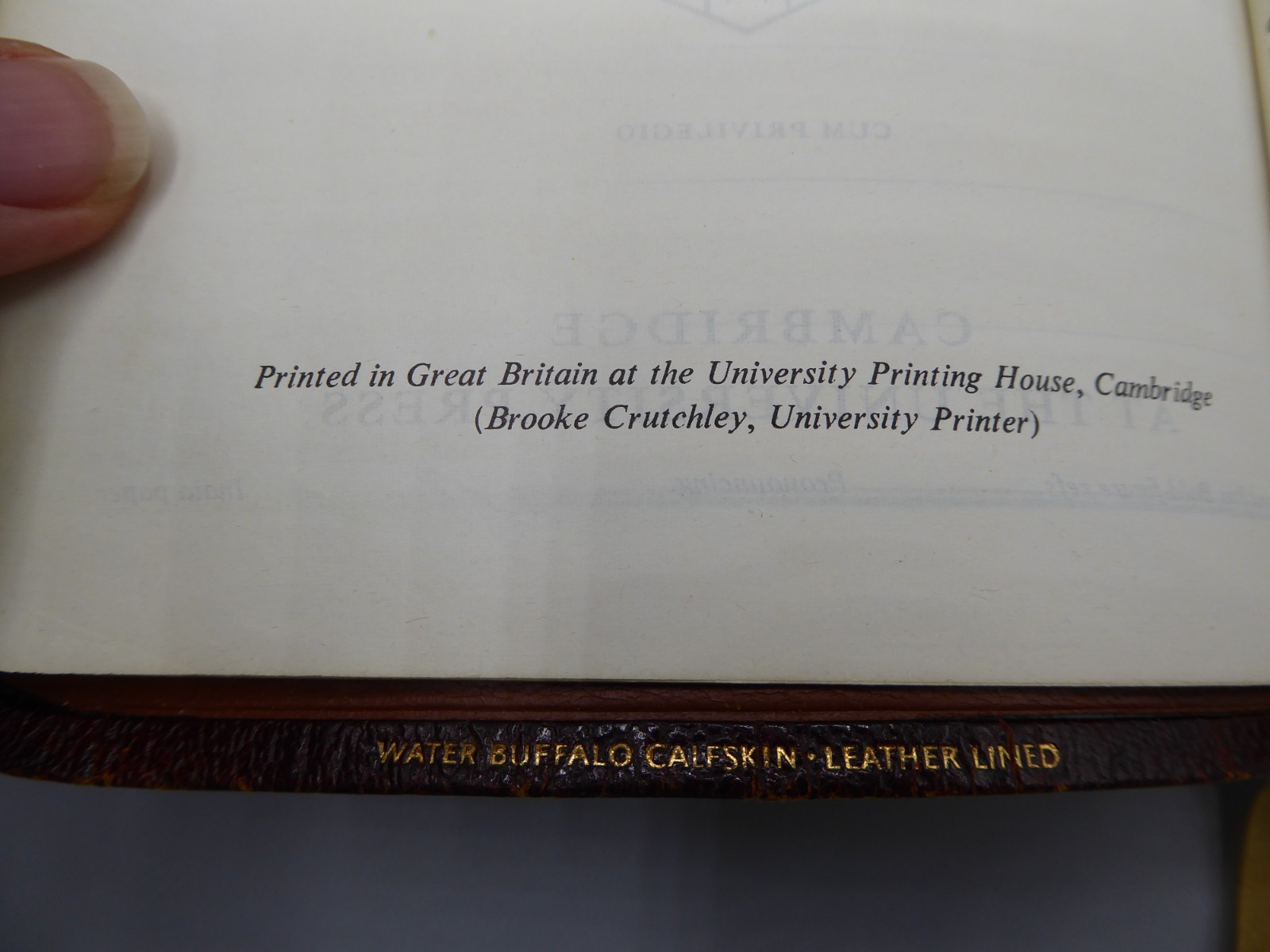 Vintage KJV Holy Bible Cambridge Univ. Press Water Buffalo Calfskin