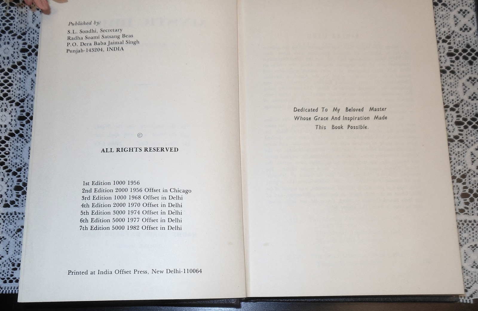 MYSTIC BIBLE by Dr. Randolph Stone Radha Soami Satsang Beas India (7th Ed. 1982)