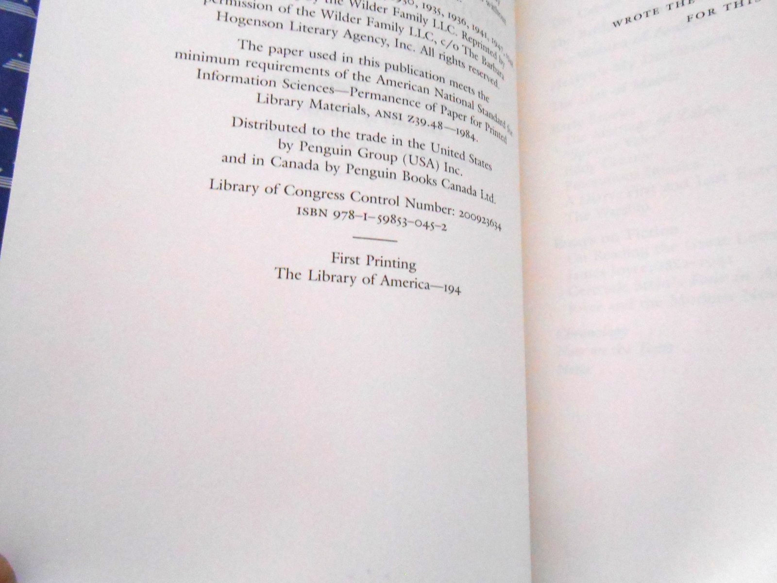 Library Of America THORNTON WILDER Set of 3 1st printings inserts- HC/SC LN
