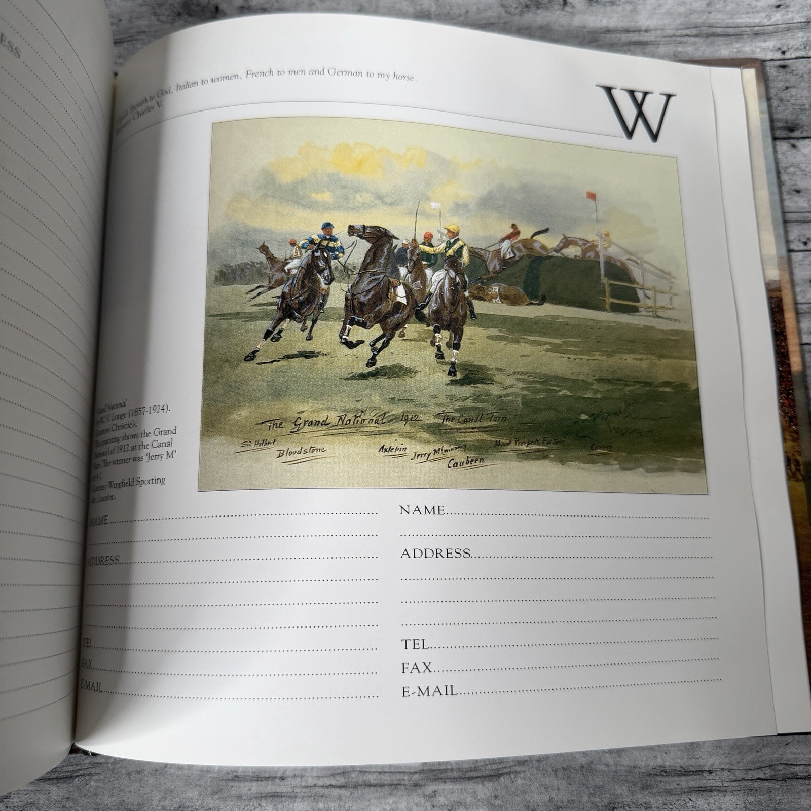 Horse Racing Address Book Equestrian Art Famous Thoroughbred Horses UK Hardback