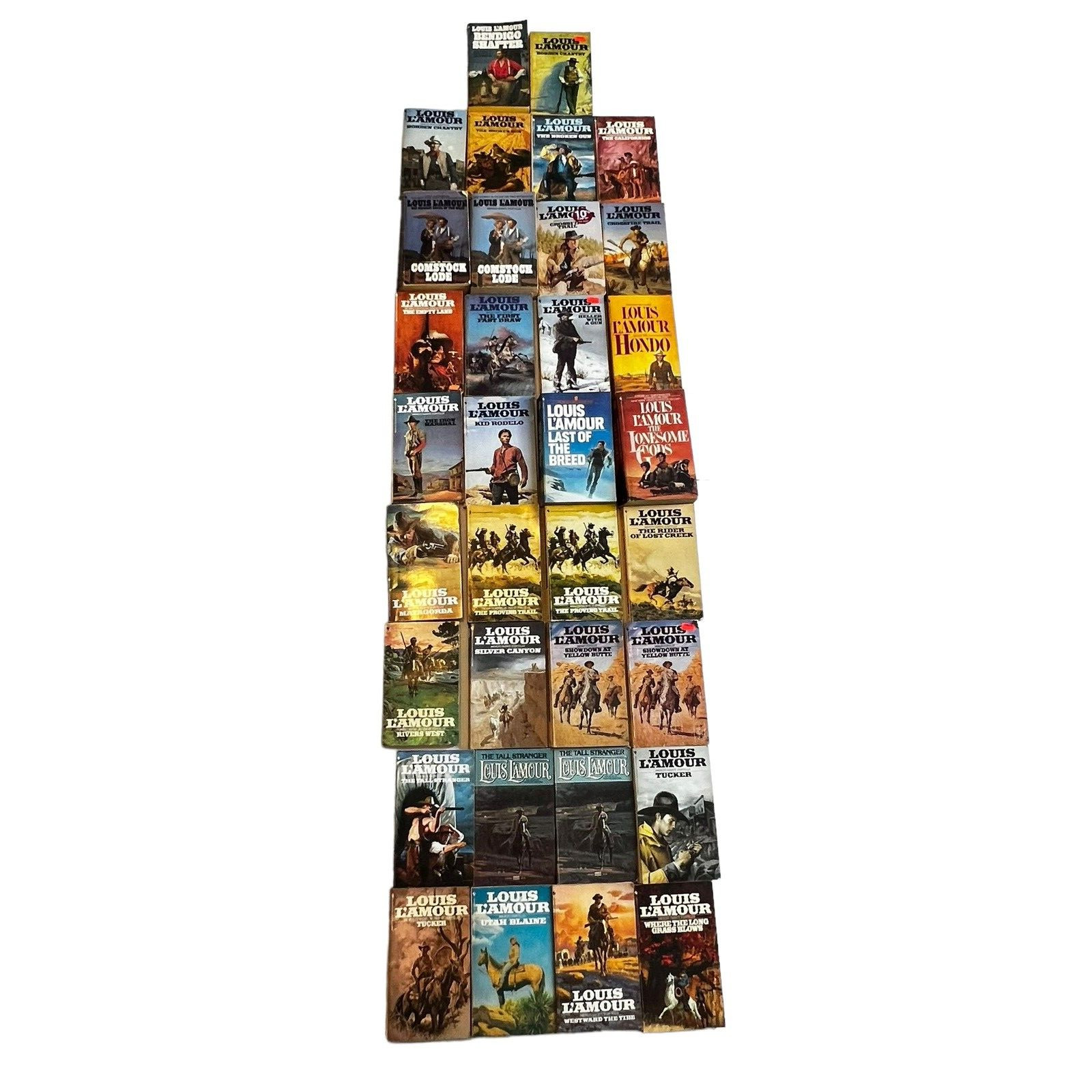 Set of 55 Louis Lamour Paperback Mixed Titles, Various Conditions, All Readable