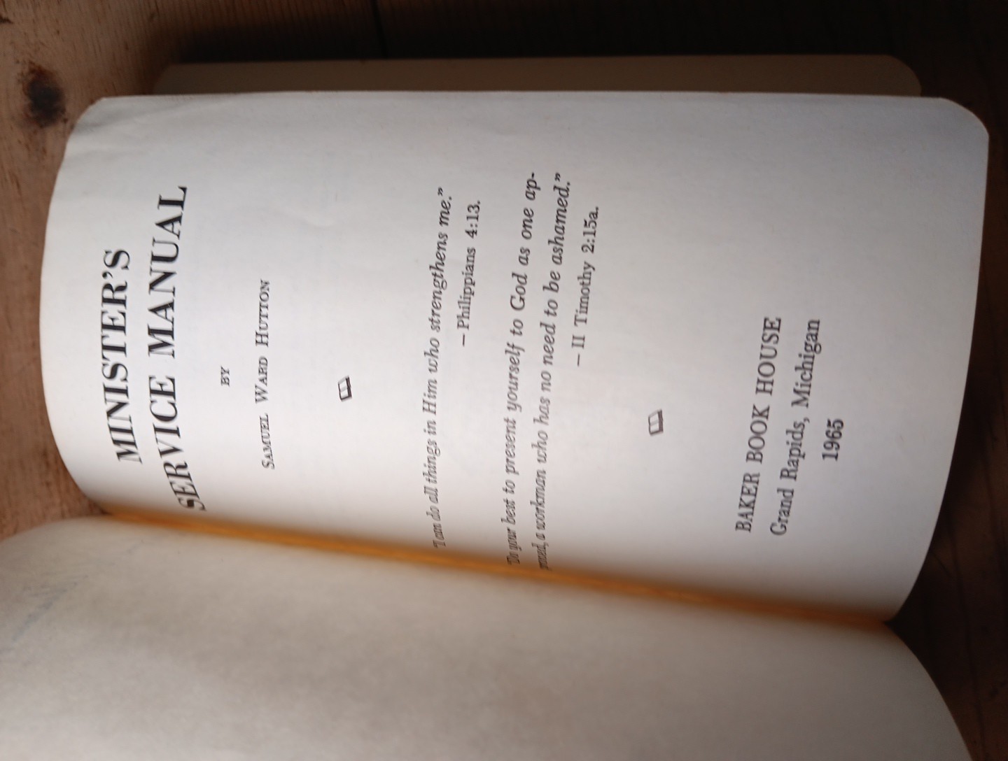 Vtg Ministers Service Manual Samuel Ward Hutton 1965 Hardcover Baker Book House