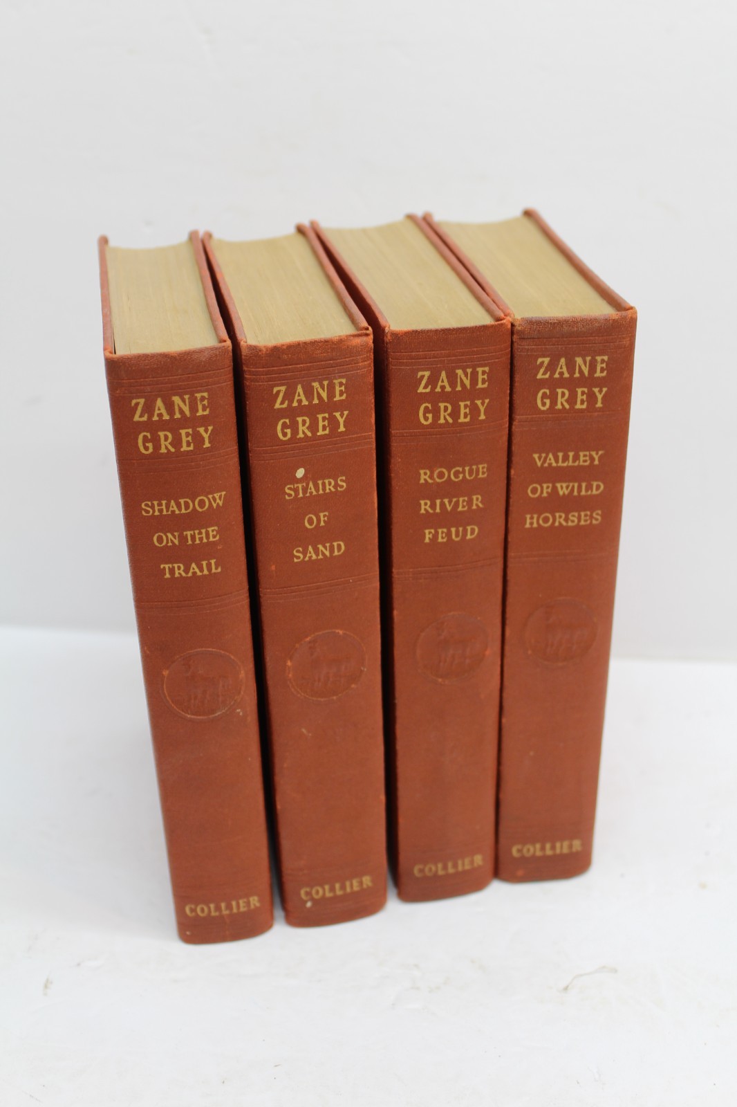 4 pc lot Vintage Zane Grey Hardcover Western Books P.F. Collier 1920s-1940s
