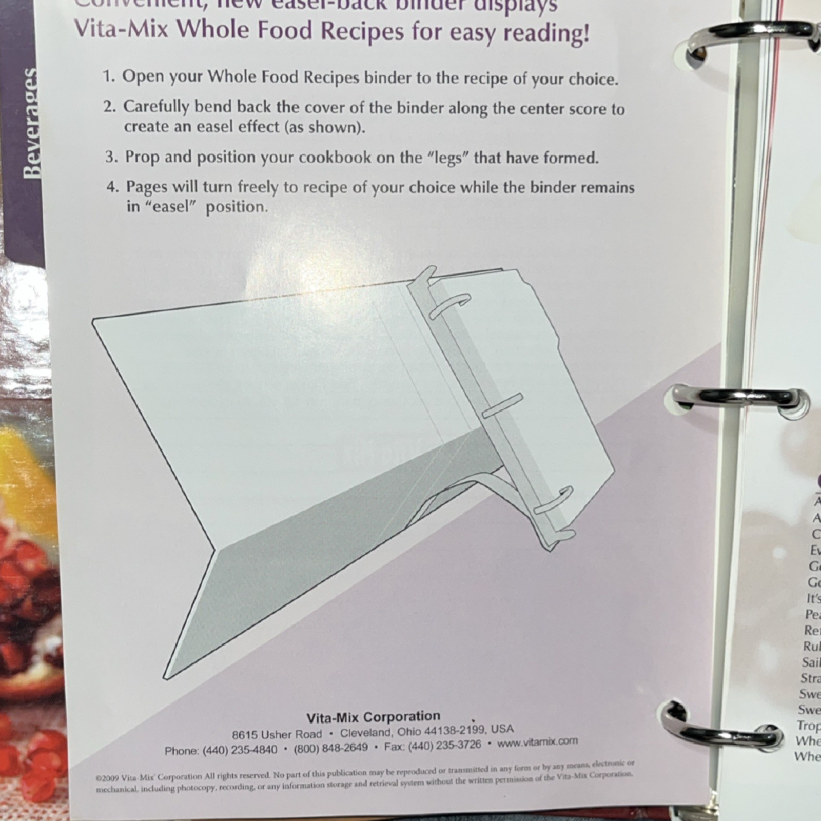 Vita-Mix Whole Food Recipes Ring Bound Cookbook Binder 2009 English