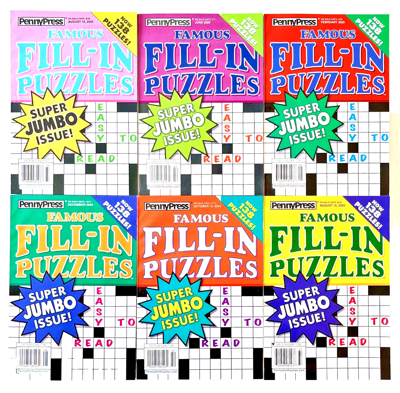 NEW Lot of 9 Penny Press Dell Original Super Jumbo Fill In Puzzle Books