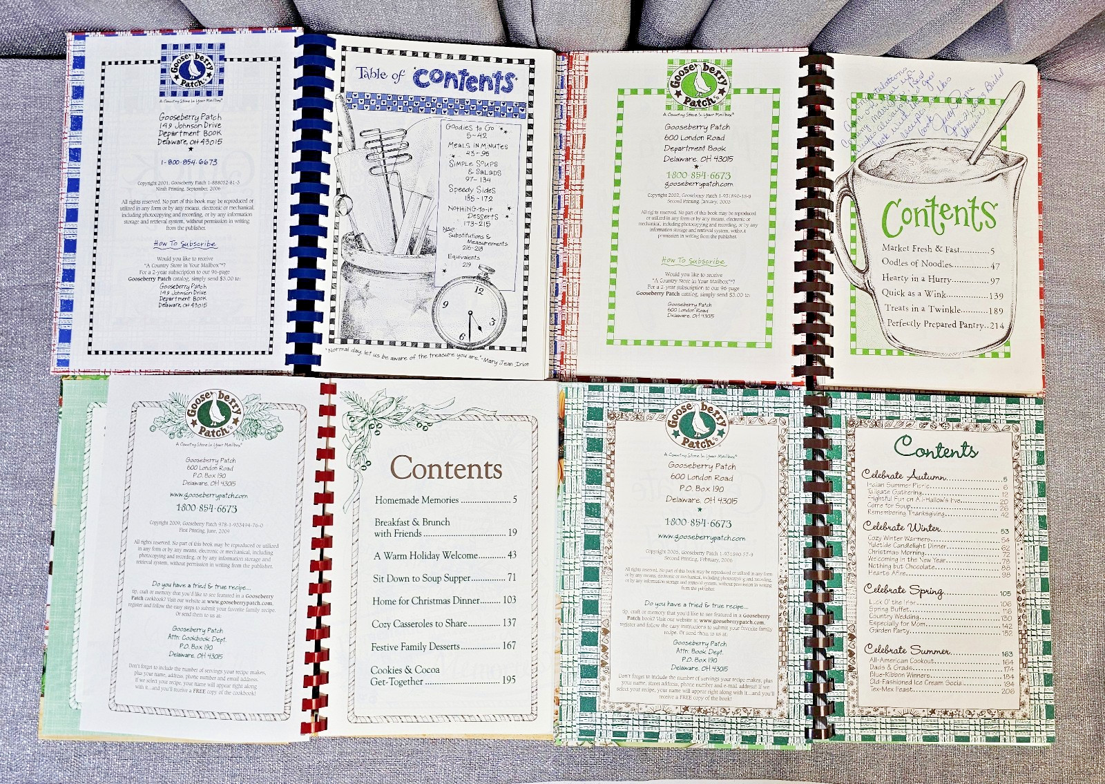 Lot 4 Gooseberry Patch Cookbooks Christmas, Celebrate, Quick, Meals in Minutes