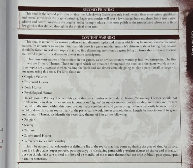 SINS RPG Core Rulebook, Manifest Destiny, Dead City, GM Screen+ *Mature Content