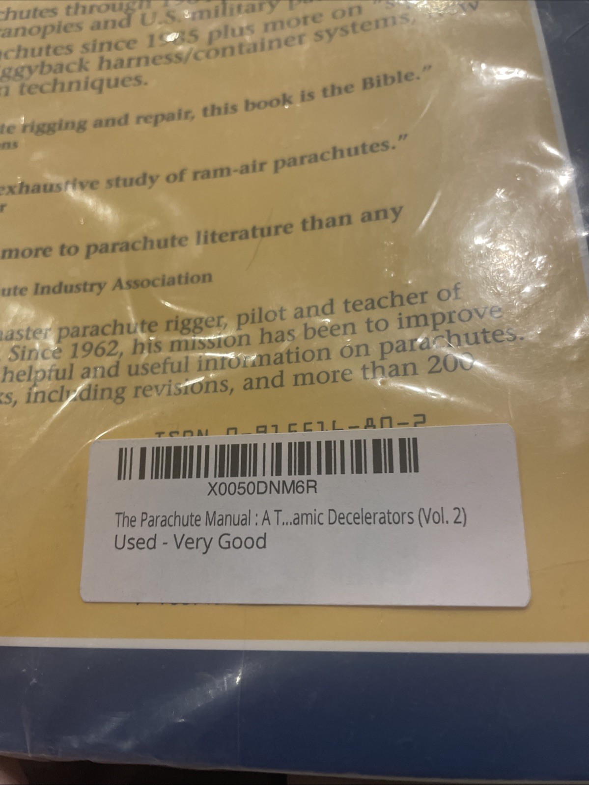 The Parachute Manual A Technical Trea…, Poynter, Dan Revised 4th ed. VOL2 only