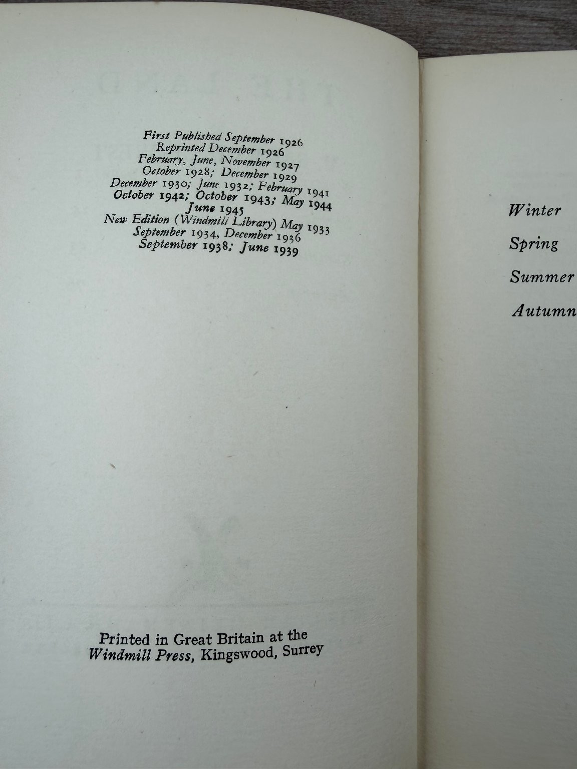 The Land V. Sackville-West 1939 by V. Sackville-West