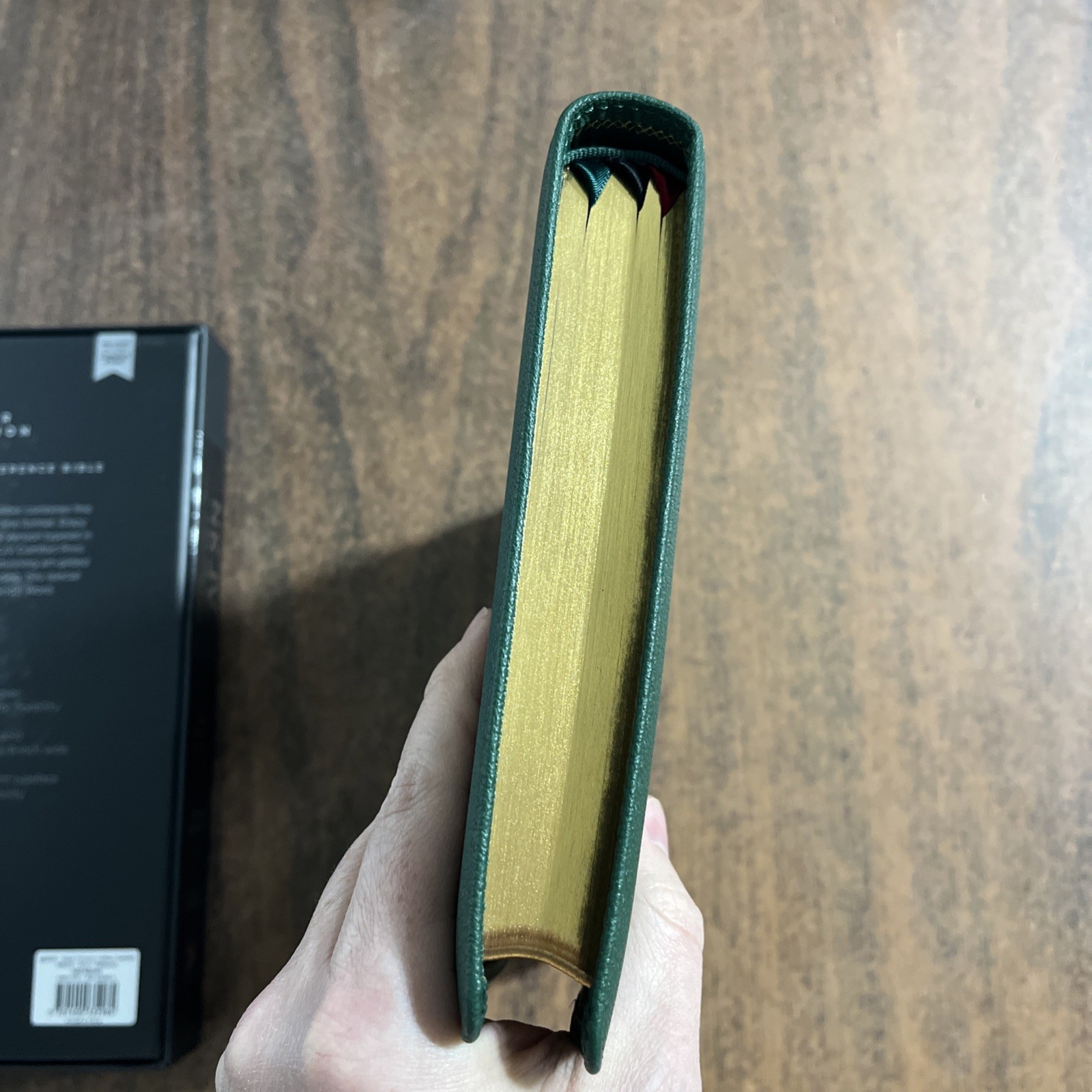 NKJV Large Print Thinline Reference Bible – Green Goatskin Genuine Leather