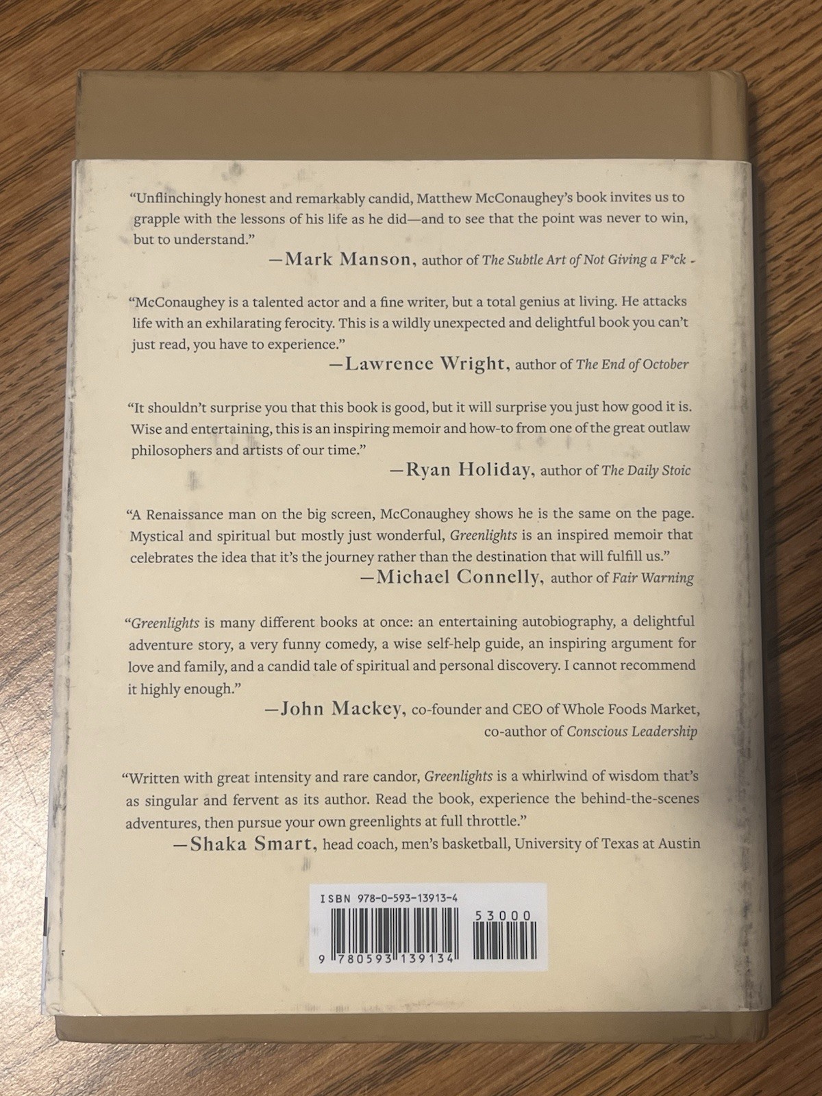 Like New Greenlights by Matthew McConaughey (2020, Hardcover)