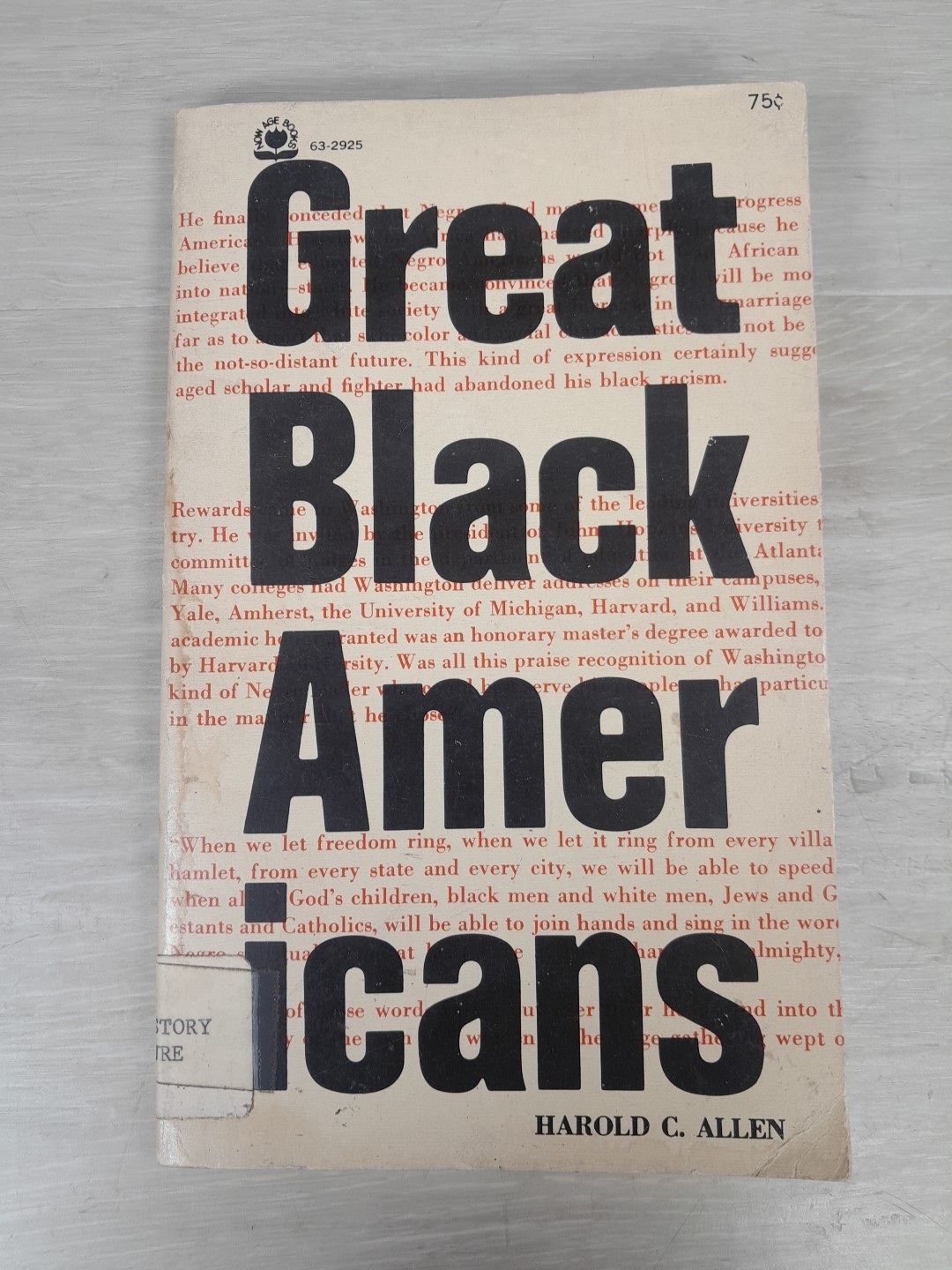 1971 Great Black Americans by Harold C. Allen PB 1st Ed. Ex. Lib. NY Corrections