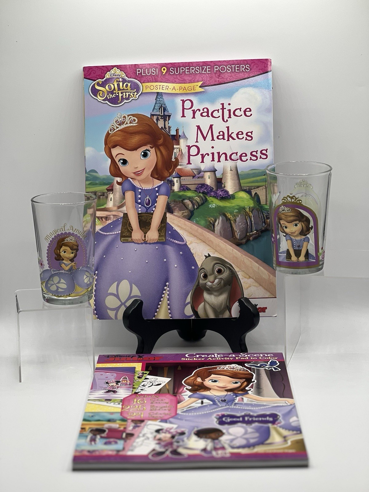 Disney Sofia the First Bundle: Create A Scene & Poster A Page Book w/ 2 Glasses