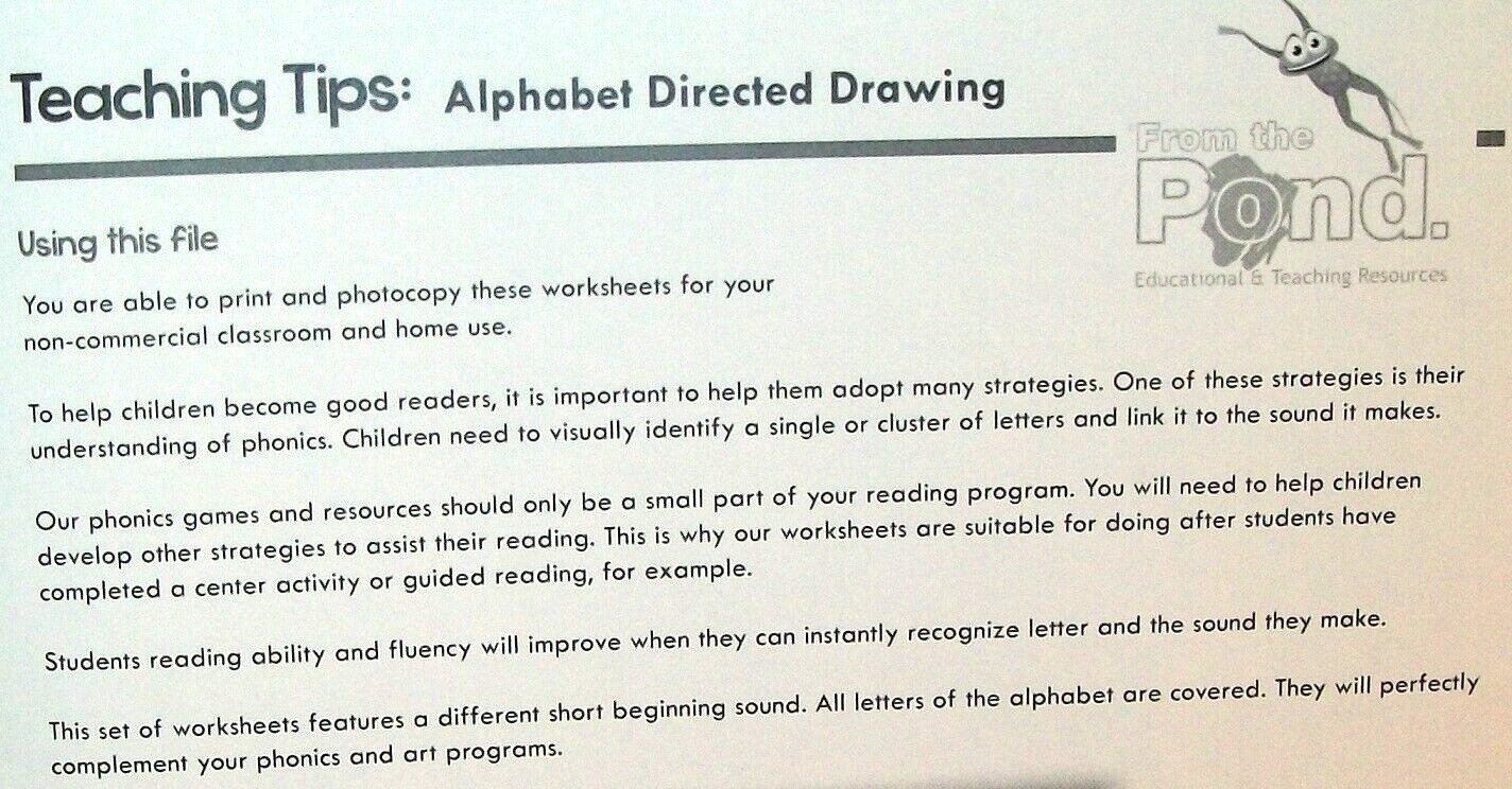 From The Pond – Alphabet Directed Drawing – 26 Fun Pages