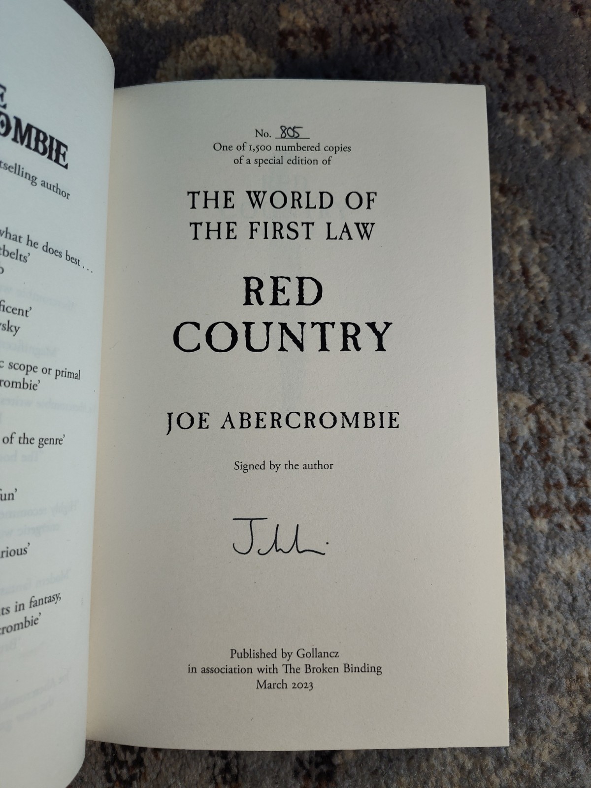 SIGNED The Great Leveler Trilogy by Joe Abercrombie – Broken Binding Special