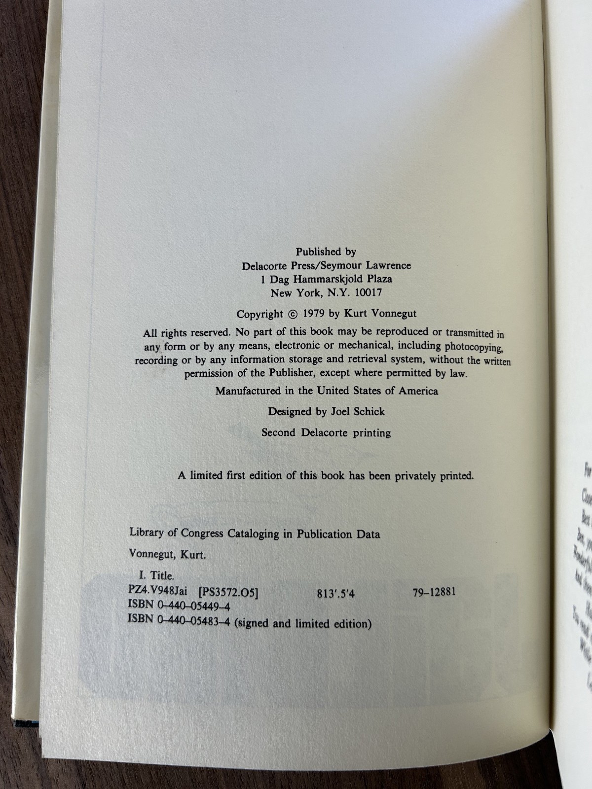 Jailbird – Kurt Vonnegut – 1979 Hardcover 1st Edition 2nd Delacorte Printing