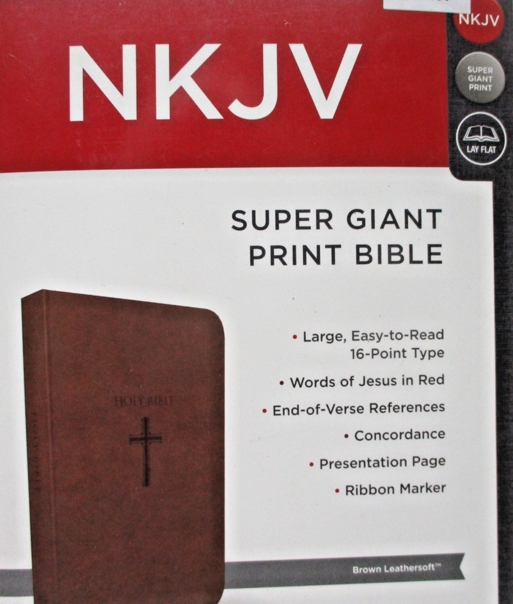 NKJV Super Giant Print Bible red letter brown leathersoft religion