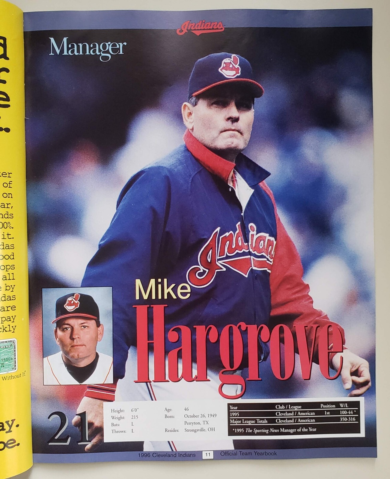1996 Cleveland Indians (Guardians) Yearbook MLB Jacobs Field 72+ Pages MINT/NEW