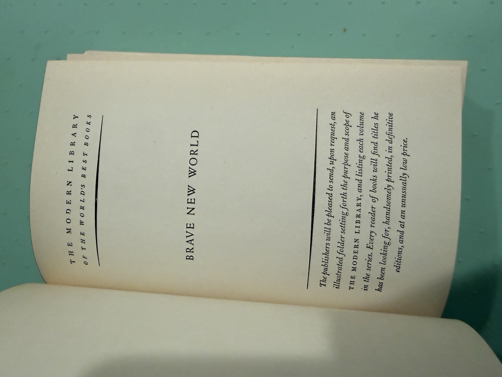 1946 Brave New World by Aldous Huxley – Modern Library Edition HB DJ