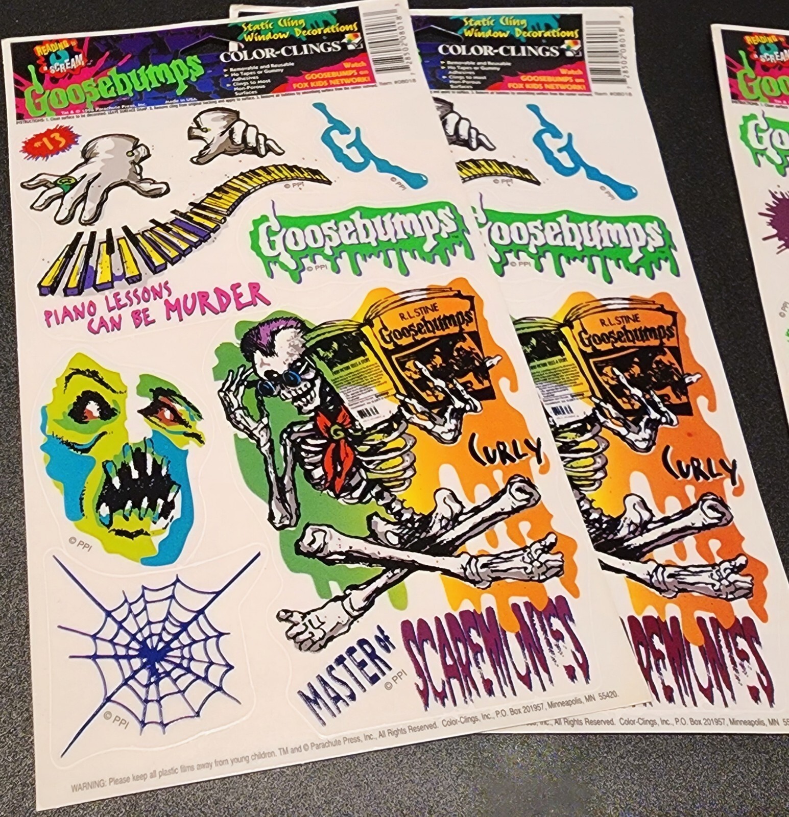 Goosebumps Window Clings – New 1996 Rare Vintage 4 Sheets, 2 Styles Collectable
