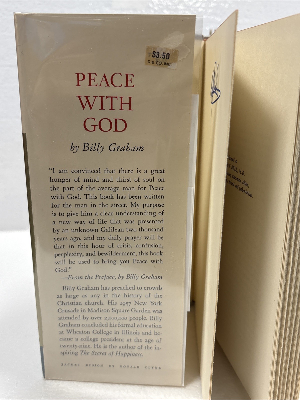 Peace with God by Billy Graham, 1953, 1st Edition, Signed