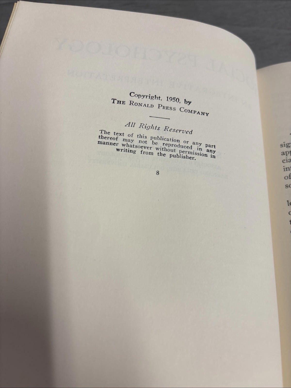 Social Psychology by S. Stansfeld Sargent 1950 HC/DJ VG