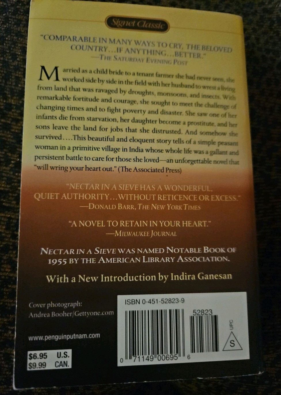 Nectar in a Sieve by Kamala Markandaya Paperback 190 Pages Like New