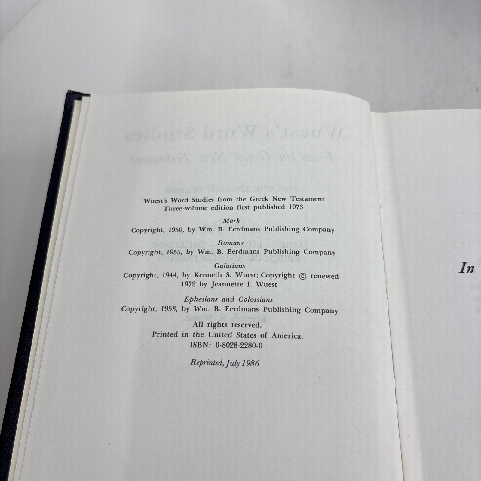 Word Studies in the Greek New Testament by Kenneth S. Wuest Vol 1-3 Only 1973